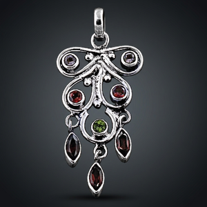 Collier pendentif en argent 925 avec grenat taille coussin, chaîne en argent plaqué géométrique, cadeau pour femme, bijoux - Product Image 3