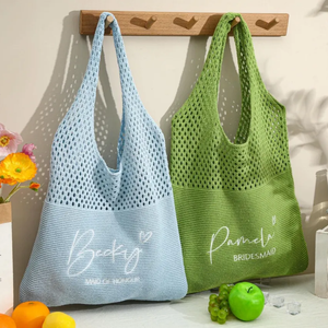 Borse Tote da Spiaggia in Rete di Poliestere Ricamate Personalizzabili per Regali di <span class=keywords><strong>Viaggio</strong></span>, da Donna, per Weekend Estivi, Stile Fresco e Dolce con Lettere - Product Image 5