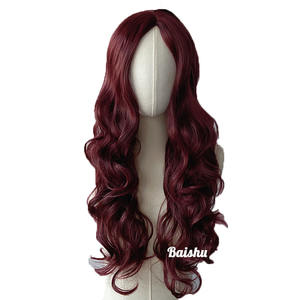 Perruque longue ondulée rouge vin bon marché, avec raie au milieu, pour femmes, moelleuse, douce et de haute qualité, prix de gros - Product Image 2