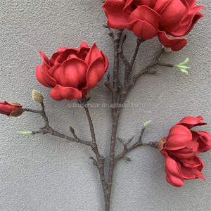 A-382 fleurs en mousse PU de haute qualité 7 têtes fleurs de <span class=keywords><strong>Magnolia</strong></span> artificielles rouge vraie touche grande fleur pour Arrangement - Product Image 2
