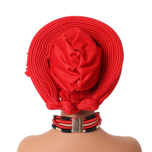 Autogele africain pour <span class=keywords><strong>femme</strong></span>, Turban Gele nigérian prêt-à-porter avec broderie, Coiffe de <span class=keywords><strong>mariage</strong></span>, Coiffe de fête, <span class=keywords><strong>Chapeaux</strong></span> de cérémonie - Product Image 6