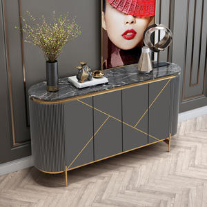 Meuble TV en bois de luxe en acier inoxydable, meuble de salon moderne, panneau latéral, meuble de tapisserie pour la maison - Product Image 6