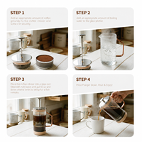 Coffret Cadeau Cafetière à piston en verre borosilicate personnalisé avec deux tasses en verre OEM ODM Couleur personnalisée Vente en gros