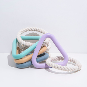 Eco-friendly cane da masticare giocattoli triangolo corda di cotone con anello di gomma divertente giocattolo di addestramento interattivo per Pet molare la pulizia dei denti - Product Image 1