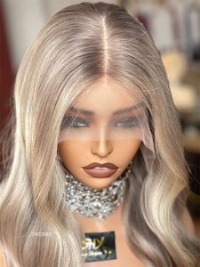 Parting Anywhere Perruques de cheveux humains de base en soie pleine dentelle sans colle HD Lace Natural Look Balayage Blonde Full Lace Silk Top Perruques - Product Image 4