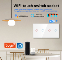 NOVSKI 157*86MM Interrupteurs intelligents EU et UK avec indicateur LED pour Alexa Google Home, panneau en verre blanc, noir, gris, doré