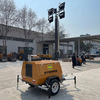 5m-7m AC/DC Dieselgenerator mit 4x1000W Mobiler LED-Lichtturm Teleskopmast Tragbarer Außenbeleuchtungsturm