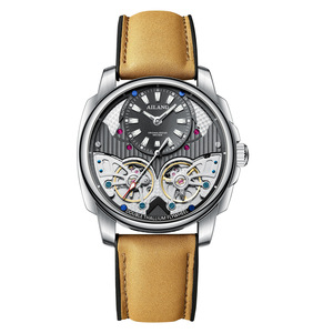 Ailang – montre mécanique automatique pour hommes, Double Tourbillon, boîtier en verre cristal, étanche à 30M, boîtier en acier inoxydable, bracelet en cuir - Product Image 4