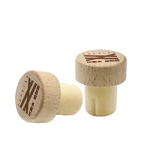 wine plug polymer sealing corks wooden bottle cap high quality unique wooden synthetic corks bulk wine stoppers