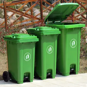 Eco 240L tempat sampah plastik, penyimpanan luar ruangan ember 240 Liter atas terbuka persegi panjang