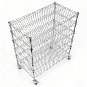 Antistatische Metallregale mit Rollen, Verstärktes Verchromtes Drahtgitter, Mehrstöckige Lagerregale für den Heimgebrauch in Lagerhallen - Product Image 4