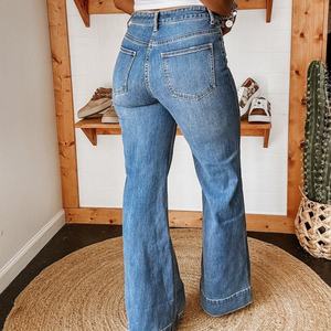 Jeans de Pierna Recta Elásticos de Corte Regular para Mujer, Edición Streetwear Otoño/Invierno, con Lavado Regular, a la Moda - Product Image 5