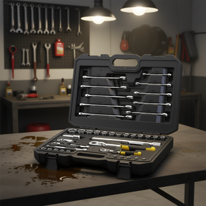 Juego de llaves de vaso Stanley de 41 piezas con accionamiento de 1/4 y 1/2 pulgada, con llaves combinadas para reparación automotriz - Product Image 3