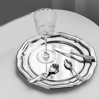 Assiette à dîner en acier inoxydable de luxe haut de gamme de style européen