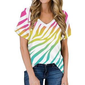 Camiseta unisex de manga corta con cuello en V, de fibra de poliéster, con estampado en color 3D, primavera 2022, nueva - Product Image 4