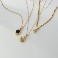 Collier Bowei, ovale géométrique, saphir et zircon blanc, petite chaîne de clavicule