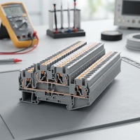 Borne de raccordement électrique industrielle double couche PT 2-2 en cuivre étamé de haute qualité pour rail DIN, à insertion rapide
