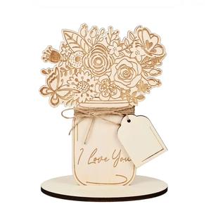 Laser Wood Flower Bouquet <strong>Card</strong> DIY Flower Blank Kids Color Filling Greeting <strong>Card</strong> <strong>Mothers</strong> <strong>Grandma</strong> <strong>Mother's</strong> <strong>Day</strong> <strong>Card</strong> Gift - Product Image 2