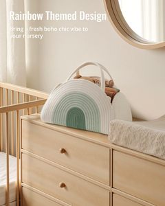 Panier de rangement <span class=keywords><strong>pour</strong></span> couches de bébé en corde de coton, thème arc-en-ciel, <span class=keywords><strong>pour</strong></span> chambre de bébé, sac de transport <span class=keywords><strong>pour</strong></span> voiture, panier fourre-tout en corde tressée <span class=keywords><strong>pour</strong></span> bébé - Product Image 6