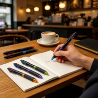 Bolígrafo Multicolor de 0.7mm con Tinta Negra, Roja y Azul, Retráctil, Multifunción, con Logotipo, Cuerpo de Plástico, Novedad Promocional para la Escuela