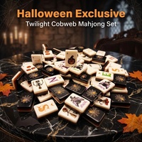 Nouveauté Halloween : Mini-jeu de Mahjong américain avec tuiles en acrylique à double face imprimées squelette et citrouille, approvisionnement en gros usine