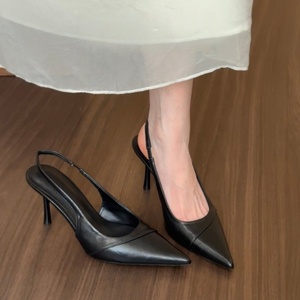 Nouvelles sandales pour femmes 2026 à talon fin, bout pointu et fermé, blanches, style coréen minimaliste, à découpes latérales, chaussures à talons hauts tendance - Product Image 5