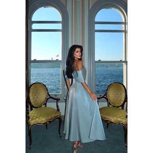 Vestido de Noche Verde Menta Midi con Lentejuelas Brillantes, Estilo Formal A-Line, Corte Imperio, Tallas Grandes, Largo hasta el Suelo para Damas de Honor - Product Image 2