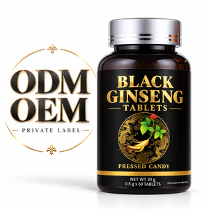 Comprimés de <span class=keywords><strong>Ginseng</strong></span> Noir OEM ODM Marque Privée, Bonbons Pressés, 60 Comprimés, Bouteille de 30g - Product Image 1