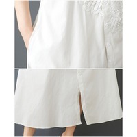 Nouvelle Robe Chemise Patchwork Perlée Été 2026 Chic Français Ample Grande Taille en Mélange de Coton Maxi Blanche et Noire pour Femme – Vente en Gros