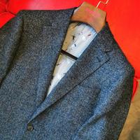 Jas Pria Italia E.Thomas Kasmir Sport Coat Slim Fit, Warna Abu-abu Custom, Bahan Wol Windowpane, Setengah Kanvas, Bernapas, Kancing Satu Baris, Kerah V