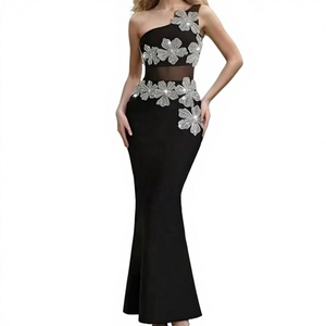 Nuovo Abito da Sera <span class=keywords><strong>Sexy</strong></span> <span class=keywords><strong>per</strong></span> <span class=keywords><strong>Donna</strong></span>, Super Brillante con Fiori in Strass e Rete, Aderente e Lungo fino al Pavimento, Elegante <span class=keywords><strong>per</strong></span> Cene Festive - Product Image 6