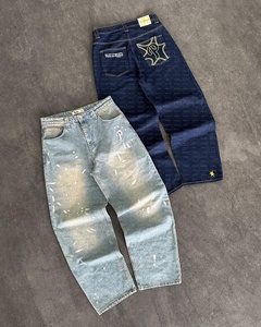 <span class=keywords><strong>Jeans</strong></span> Baggy Salati da <span class=keywords><strong>Uomo</strong></span>, Stile Vintage, Oversize, a Vita Alta, Gamba Larga, Bootcut, Distressed, con Stampa Effetto Lavato - Product Image 2
