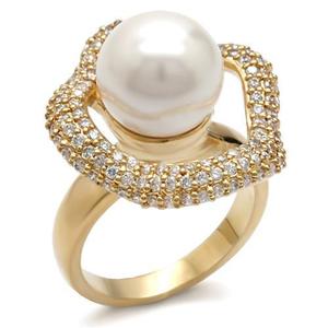 Anello in ottone oro oro 1w103-bianco con perle sintetiche eleganti anelli di perle - Product Image 2