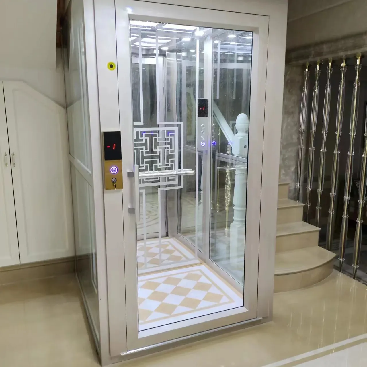 Elevador de vidro para villa comercial interior exterior elevador panorâmico moderno