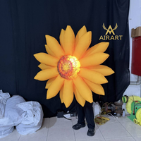 Nouveau design de ballon gonflable en forme de tournesol avec lumière LED pour la décoration de parcs et de festivals de musique, fleur gonflable pour la publicité