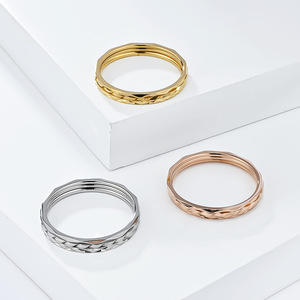 Three Piece Stackable Rose Gold <b>Rings</b> 1mm Geometric Design Women's Pinky Jewelry Gift - Product Image 2