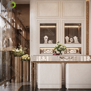 Vitrine de présentation de bijoux en acier inoxydable et verre avec éclairage, comptoir de présentation de bijoux, designs personnalisés pour salles d'exposition de bijoux - Product Image 3