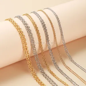 1.7mm 2.2mm 3mm gümüş kaplama altın kaplama paslanmaz çelik bağlantı zinciri toplu kolye zincirleri takı yapımı için