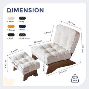 Fauteuil ottoman inclinable moderne et confortable avec repose-pieds réglable, rembourré, pour salon d'hôtel ou salle de lecture - Product Image 2