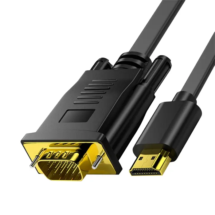 HDMI para VGA macho para macho cabo banhado a ouro moldagem por injeção pvc jaqueta HDtv adaptador cabo para TV HDMI para cabo VGA