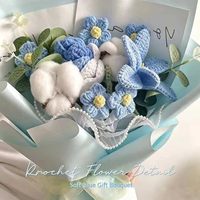 Bouquet de fleurs au crochet personnalisable fini, avec roses et tulipes, fleurs tricotées à la main, cadeau pour un anniversaire, la fête des mères