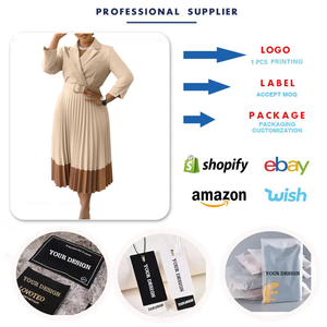 Robes tendance automne-hiver pour femmes, élégantes et décontractées, col tailleur, plissées, pour le bureau, tenue de travail formelle - Product Image 3