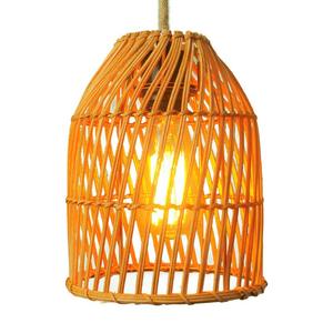 Rattan Woven Pendant <b>Light</b> Bell Shape E27 Bulb Bedroom Dining Room Decor - Product Image 1