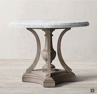 Table à manger en chêne et marbre de style américain rétro RH, style français sculpté, ensemble de chaises pour 8 personnes, petit appartement, meubles de salle à manger