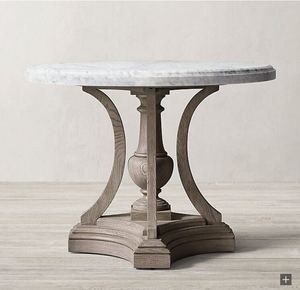 RH American Style Retro <strong>Oak</strong> Marble Round Dining <strong>Table</strong> French Style Carved 8-Person <strong>Small</strong> Apartment Chair Set - Product Image 3