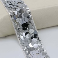 Accessoires de coiffure pour bricolage Tissu décoratif en tulle et dentelle or argent ruban pailleté Broderie Robe Costume Couture Garnitures textiles