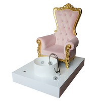 Fauteuil de pédicure de luxe rose style Princesse, chaise de spa à dossier haut européen avec cadre doré, station de manucure pour salon de beauté VIP