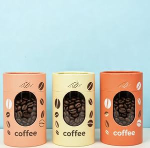 Cilindro de Papel Kraft de Grado Alimenticio de Lujo Personalizado con Ventana, Caja de Embalaje para Granos de Café y Té - Product Image 2