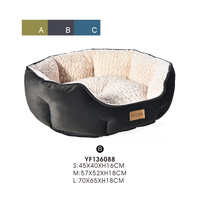 Lit pour animaux de compagnie en peluche de qualité supérieure, vente en gros, nid douillet en sherpa pour chien et chat, chaud, non amovible, coussin ovale pour animaux de compagnie