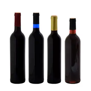 自有品牌定制彩色白酒750毫升带软木塞的黑色玻璃红酒瓶